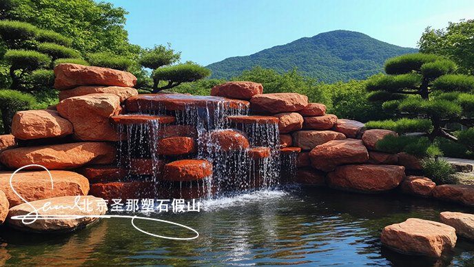 庭院假山魚池圖片