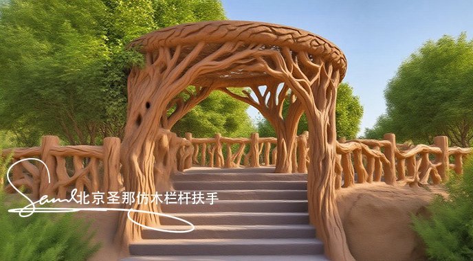 jimeng-2025-06-25-2011-正在施工制作的旅游區樓梯室外安全圍欄設計制作過程，美工正在施工制作，先用鋼筋焊接....jpeg